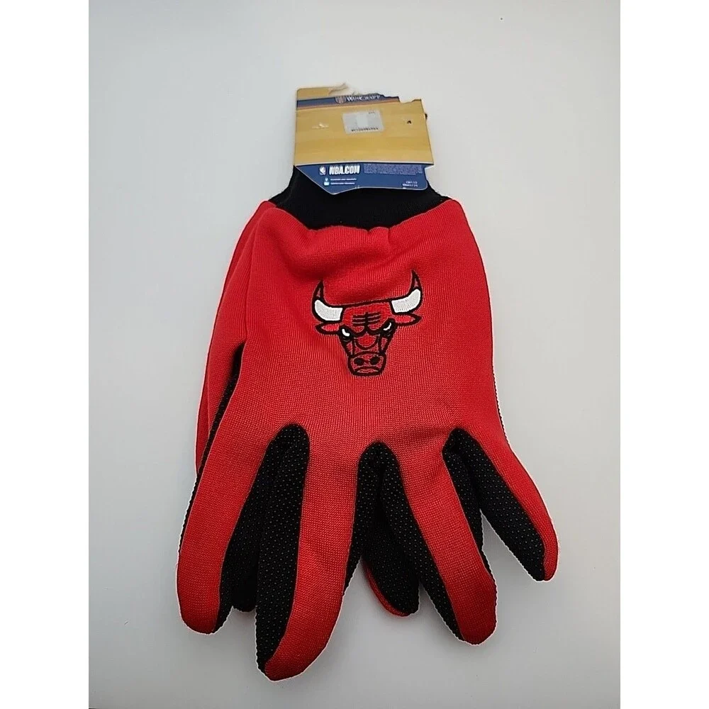 Wincraft NBA Chicago Bulls 2 Tone Non-Slip Utility Gloves Red Basketball New